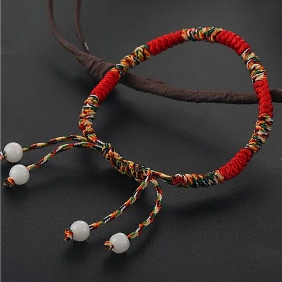Vibrant Bohemian Braided Adjustable Rope Bracelet Red or Yellow - Picture 11 of 13